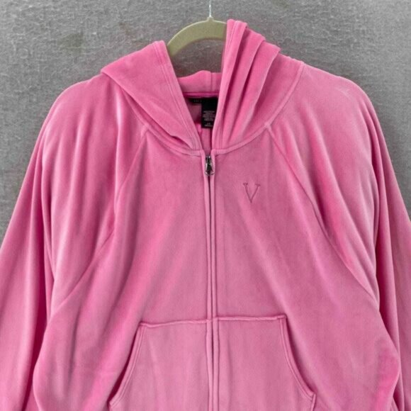 Victorias Secret L TRACKSUIT SET Full-zip Hoodie+jogger pant PINK VELOUR - Picture 4 of 16